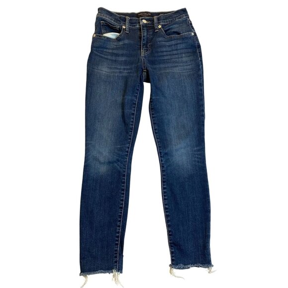 Lucky Brand Womans Jeans Size 26 Mid Rise Skinny Ankle Ava Distressed Hem Cotton - Picture 1 of 16